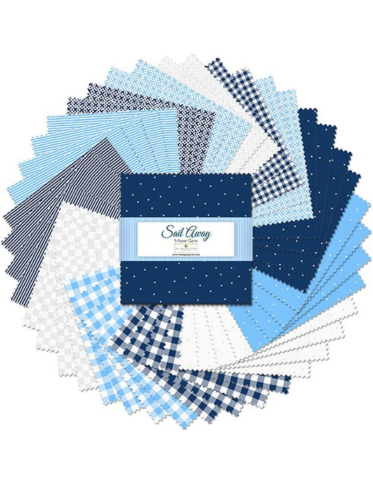 Sail Away 5" Squares Karat Gems Wilmington Prints Cotton Fabric