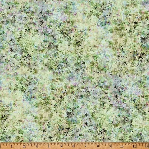 Sakura Blooms Texture Leaf Green Hoffman Cotton Fabric