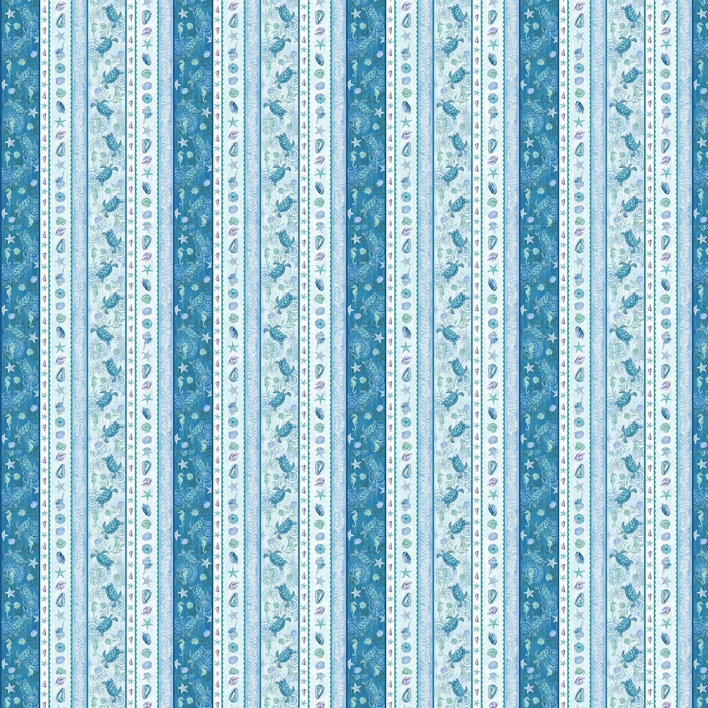 Salt and Sea Novelty Stripe Blue Andrea Tachiera Henry Glass Cotton Fabric