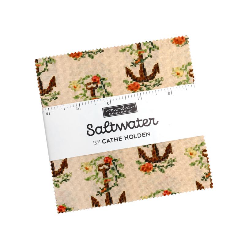 Saltwater 5" Squares Charm Pack 42pcs Kathe Holden Moda Cotton Fabric MD-39570PP | US Fabric Shop