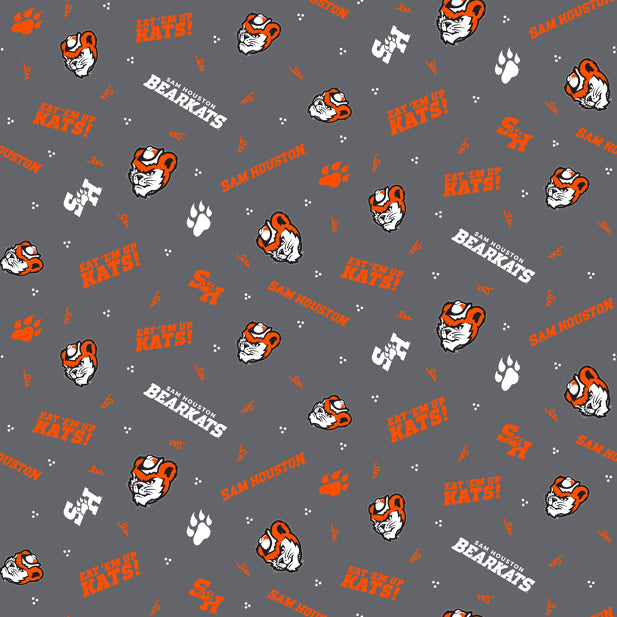 Sam Houston Bearkats NCAA College Tossed Logo Sykel Enterprises Cotton Fabric V-2025