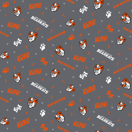 Sam Houston Bearkats NCAA College Tossed Logo Sykel Enterprises Cotton Fabric V-2025