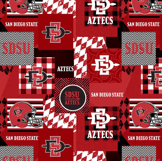 San Diego State Aztecs NCAA College Collegiate Minky Geo Sykel Enterprises Polyester Fabric SYK-SDSU-1367