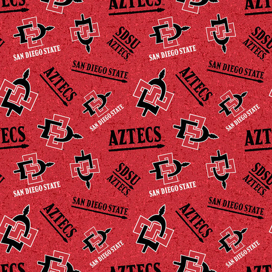 San Diego State Aztecs NCAA College Tone on Tone Red Sykel Cotton Fabric SDSU-1178