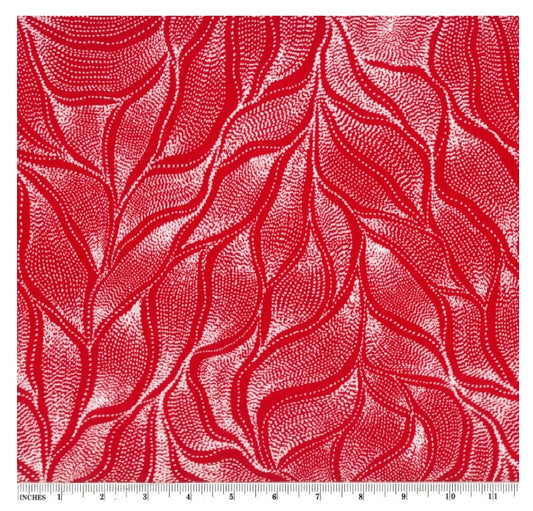 Sandhill and Waterhole Red Anna Pitjara M&S Textiles Australia Cotton Fabric MSTA-SAWG-Red