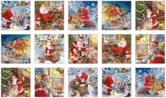 Santa Claus is Coming Panel 24" White Elizabeth's Studio Cotton Fabric