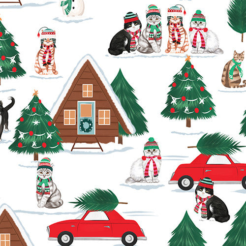 Santa Paws Village White Jo Taylor 3 Wishes Cotton Fabric