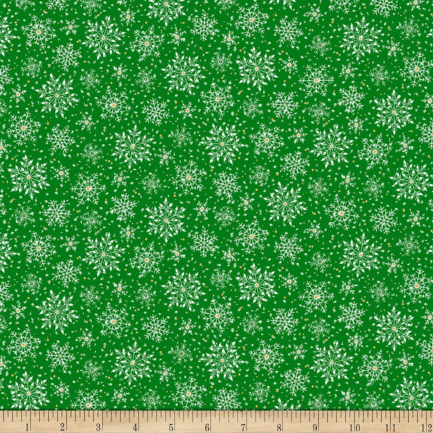 Santa's Night Out Snowflakes Green Marcello Corti Quilting Treasures Cotton Fabric