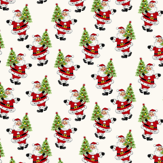 Santa's Coming to Town Small Santas Multi Stacy West Henry Glass Cotton Fabric HG-1972-86