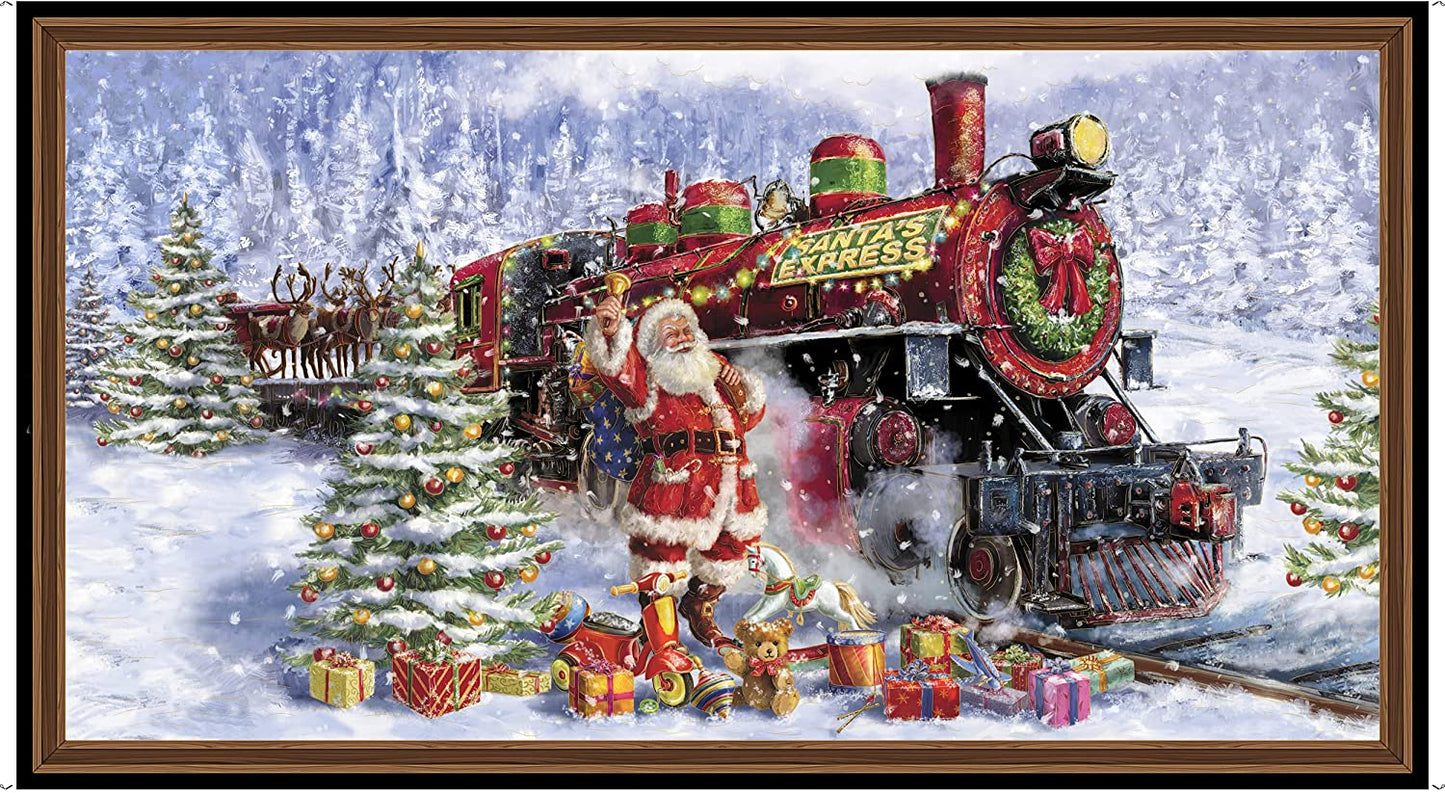 Santa's Night Out Santa and Train Panel Marcello Corti Quilting Treasures