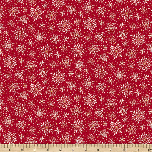 Santa's Night Out Snowflakes Red Marcello Corti Quilting Treasures Cotton Fabric