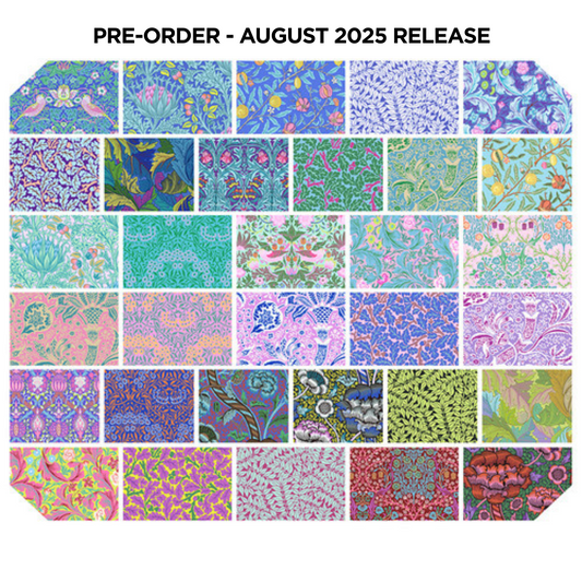 PRE-ORDER | AUG 2025 | Saturday Stash Fat Quarter Bundle 18"x21" 32pcs Kaffe x Morris & Co. Free Spirit Cotton Fabric FS-FB4FQKW.KFXMORRIS