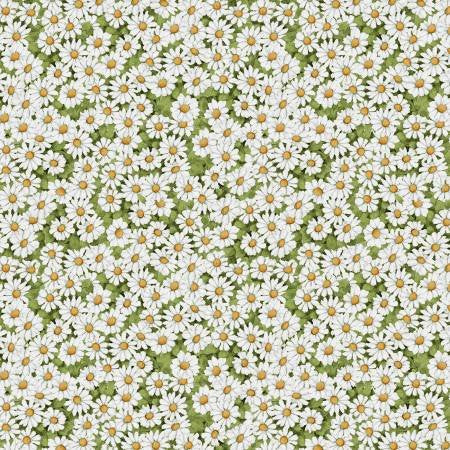 Savor the Gnoment Allover Daisy Green Susan Winget Wilmington Prints Cotton Fabric