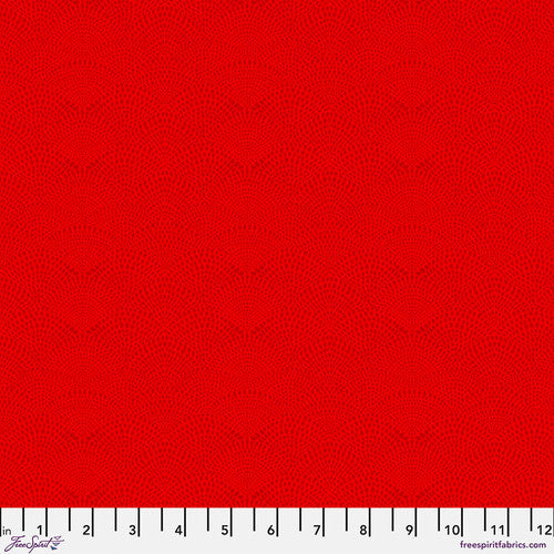 Scalloped Hills Tomato Red Cori Dantini Free Spirit Fabrics Cotton Fabric