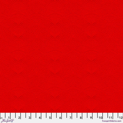 Scalloped Hills Tomato Red Cori Dantini Free Spirit Fabrics Cotton Fabric | US Fabric Shop
