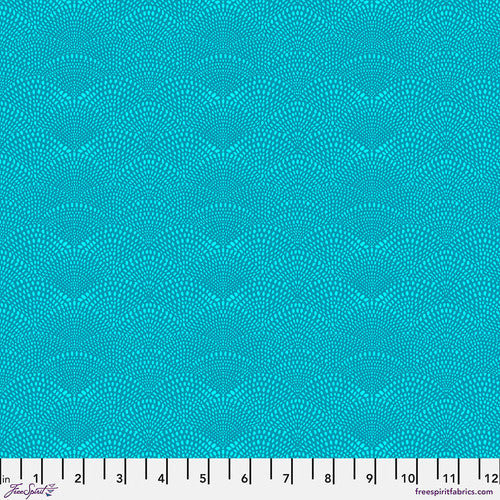 Scalloped Hills Turquoise Cori Dantini Free Spirit Fabrics Cotton Fabric