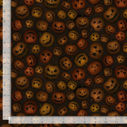 Scaredy Fence Shadowy Jack O' Lanterns Timeless Treasures Cotton Fabric TT-WICKED-CD4238-BOO