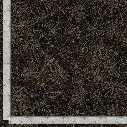 Scaredy Fence Shadowy Spider Webs Charcoal Timeless Treasures Cotton Fabric TT-WICKED-CD4239-CHARCOAL
