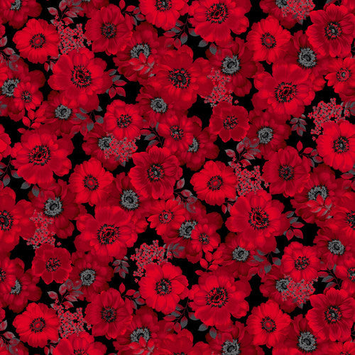 Scarlet Days & Nights Large Floral Red Color Principle Henry Glass Cotton Fabric