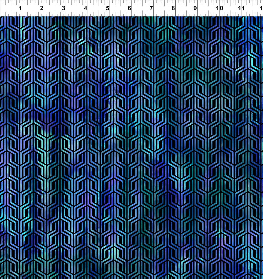 Sci Fi Structure Blue Jason Yenter In The Beginning Cotton fabric | US Fabric Shop