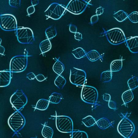 Science Fair Bright Idea DNA Blue Robert Kaufman Cotton Fabric