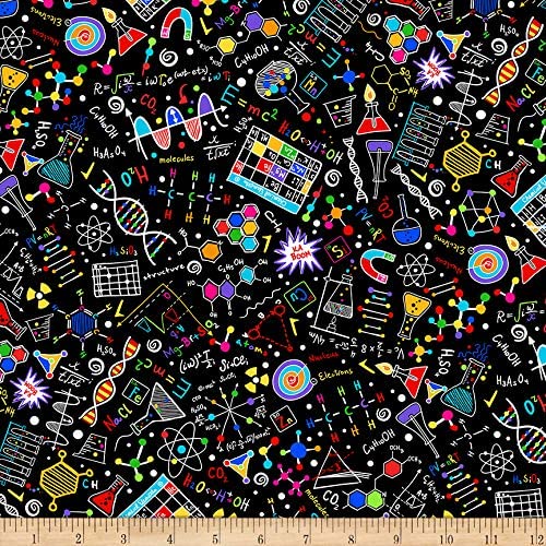 Science and Math Doodles Black Timeless Treasures Cotton Fabric