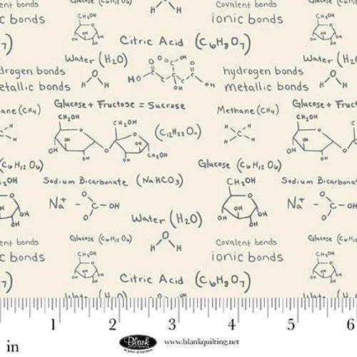 Science Lab Molecular Formulas Ivory Hannah Langford Blank Quilting Cotton Fabric BQ-3847-41