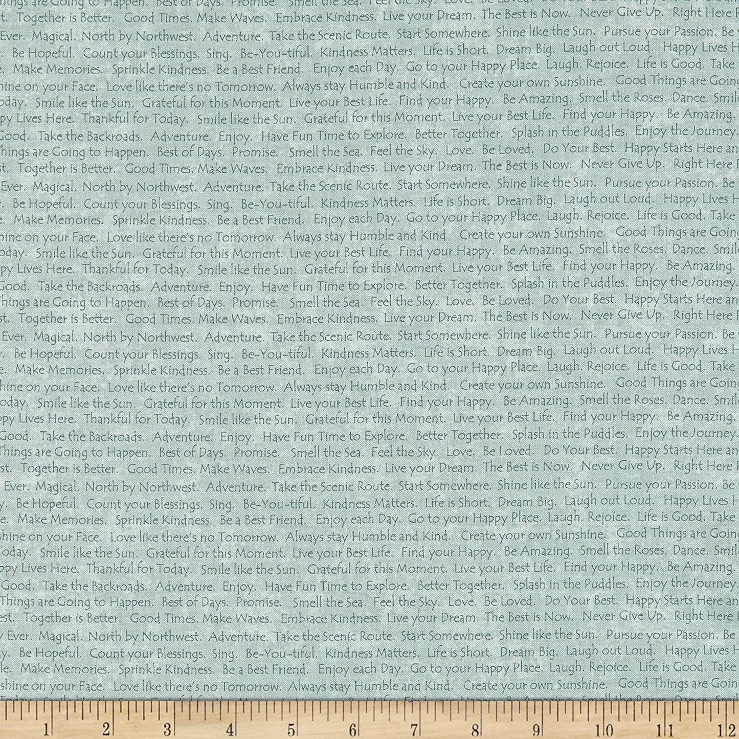 Scrap Happy Happy Text Light Blue Henry Glass Cotton Fabric