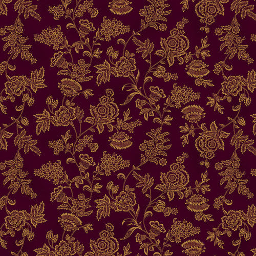 Scrap Basket Favorites Etched Floral Eggplant Kim Diehl Henry Glass Cotton Fabric
