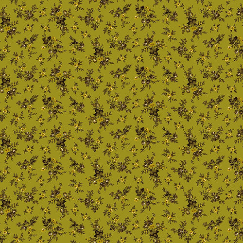 Scrap Basket Favorites Pressed Flowers Green Kim Diehl Henry Glass Cotton Fabric