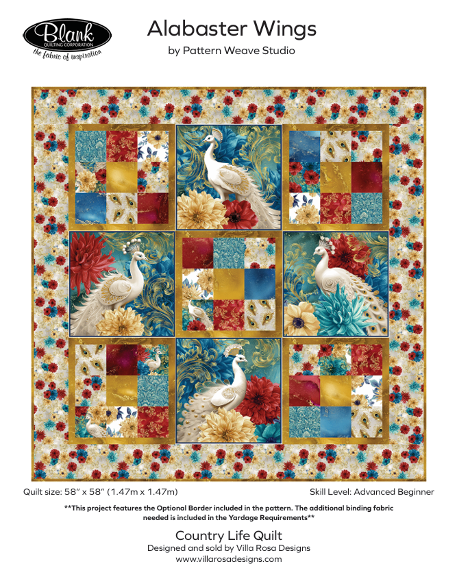 Alabaster Wings Country Life Quilt Blank Quilting - FREE PROJECT