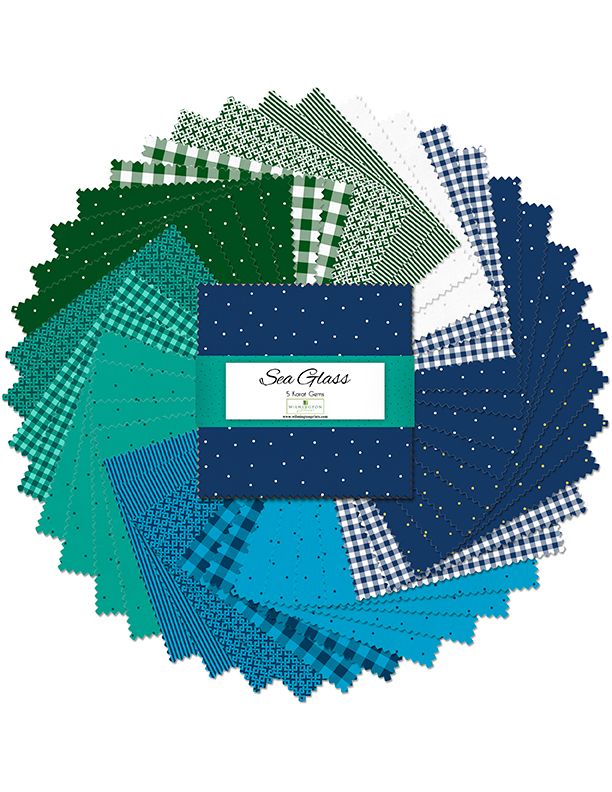 Sea Glass 5" Squares Karat Gems Wilmington Prints Cotton Fabric