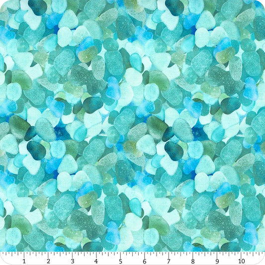 Sea Salt Sea Glass Stones Turquoise Mckenna Ryan Hoffman Cotton Fabric