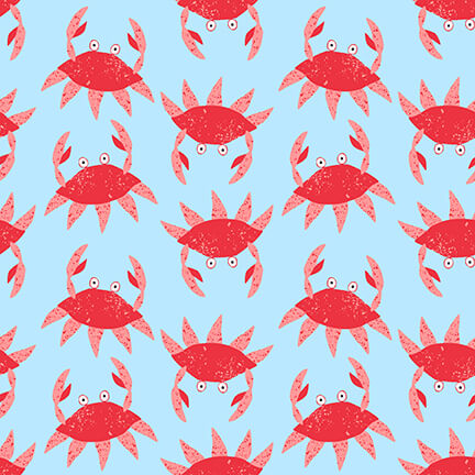 Seas the Day Crabs Blue Diane Eichler Studio E Cotton Fabric