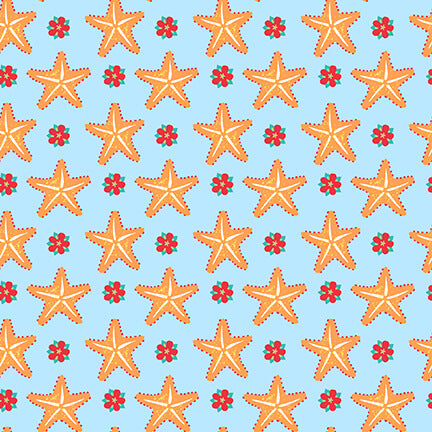 Seas the Day Starfish Blue Diane Eichler Studio E Cotton Fabric