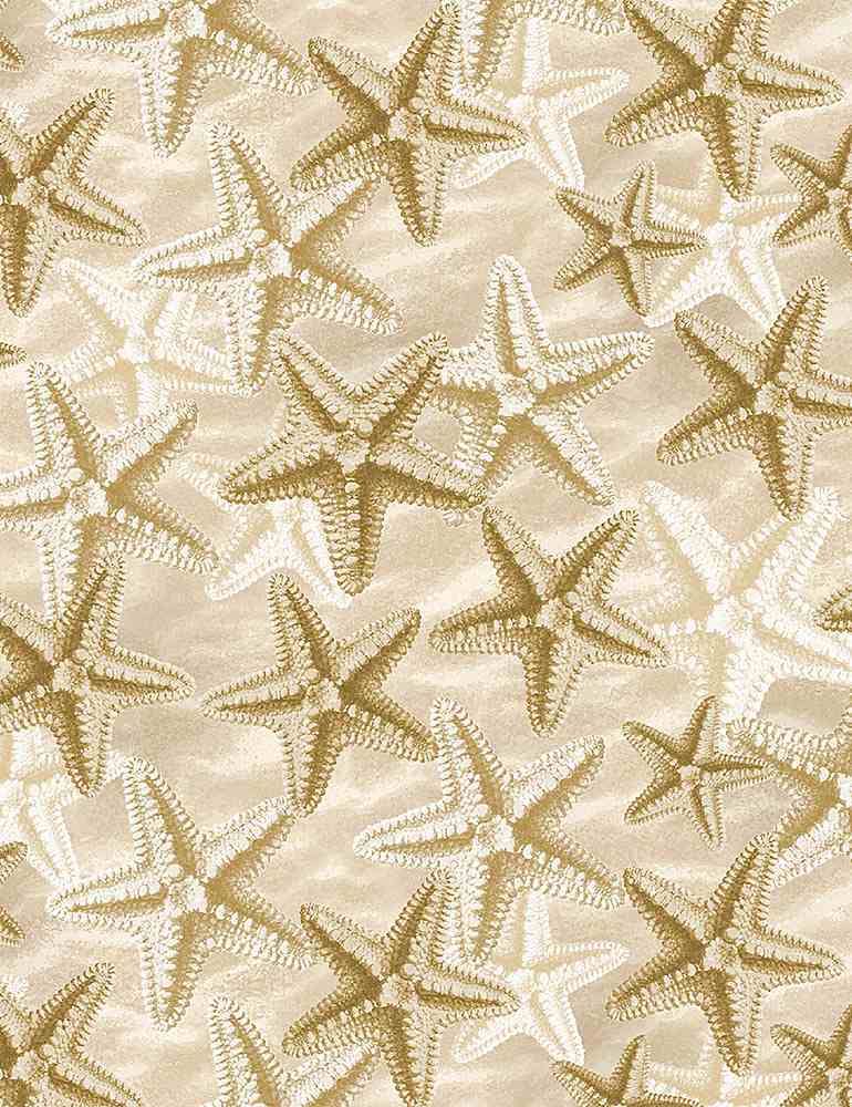 Seas the Day Starfish on Sand Natural Beige Timeless Treasures Cotton Fabric