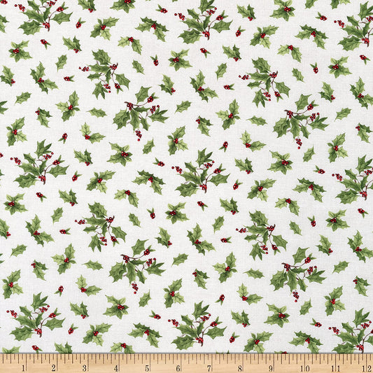 Season of Heart Holly Toss Ivory Susan Winget Wilmington Prints Cotton Fabric