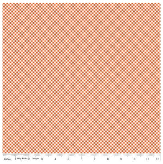 Seasonal Basics Gingham Diagonal Orange White Riley Blake Cotton Fabric RB-C777-Orange