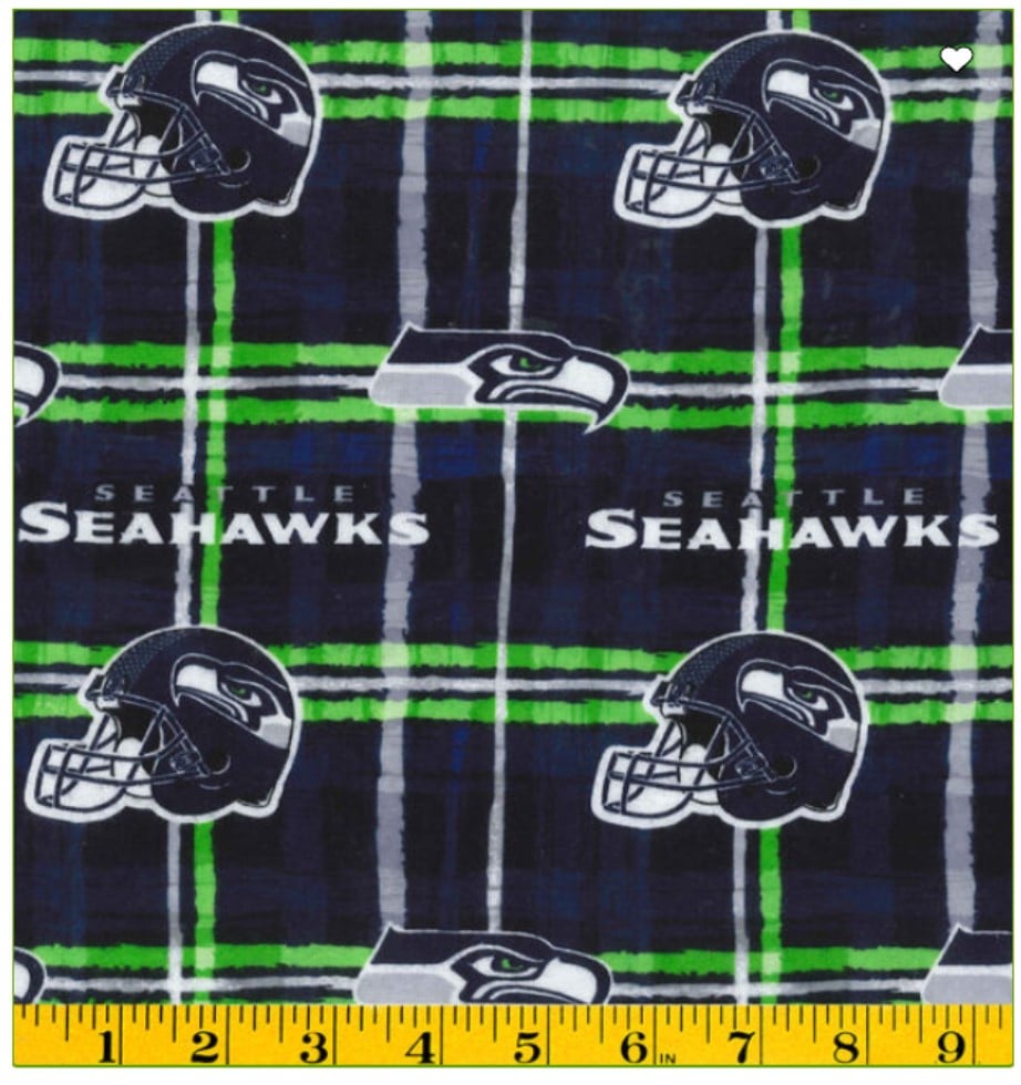 Seattle Seahawks NFL Football Plaid design Flannel Fabric