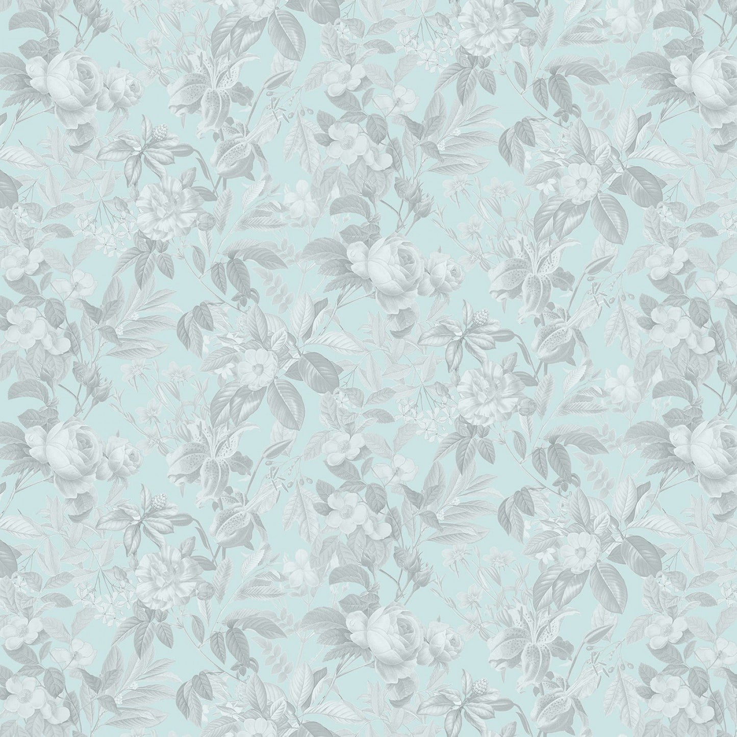 Secret Escape Flowers Blue Tone Tone Elizabeth's Studio Cotton Fabric