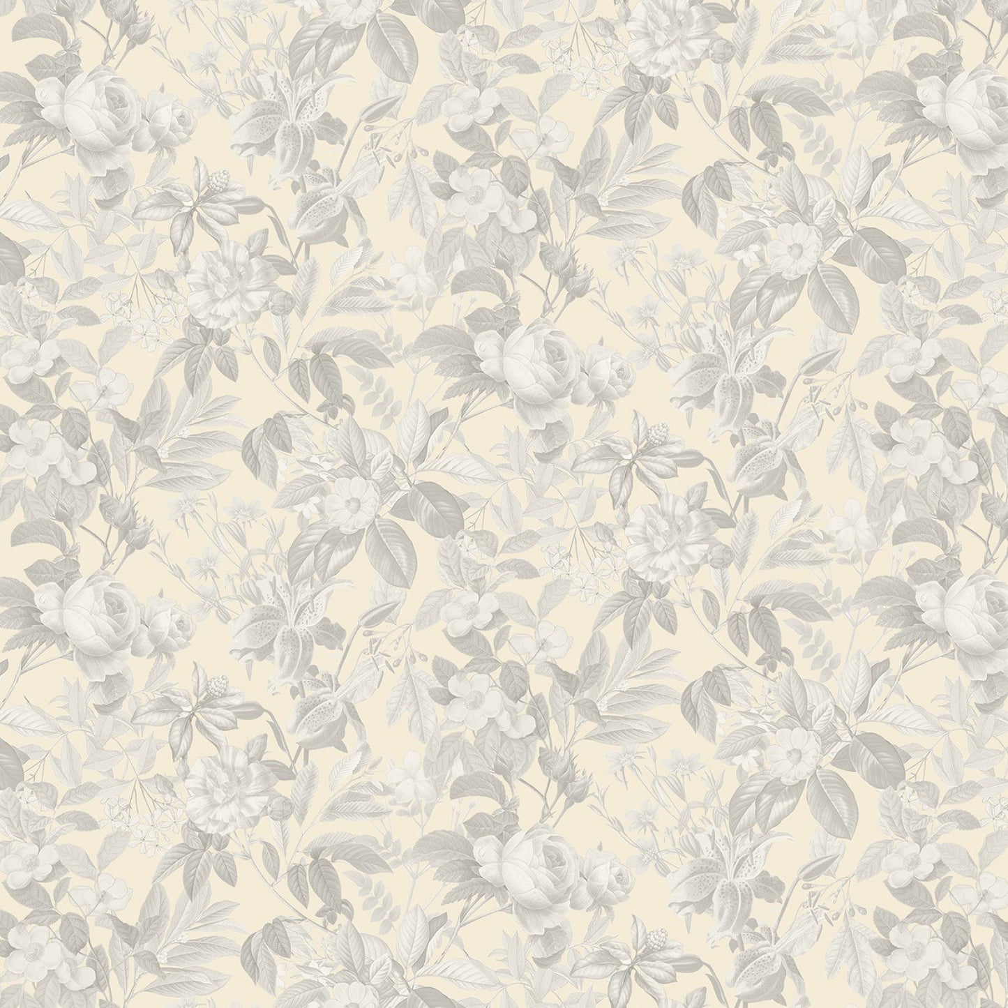 Secret Escape Flowers Cream Tone Tone Elizabeth's Studio Cotton Fabric