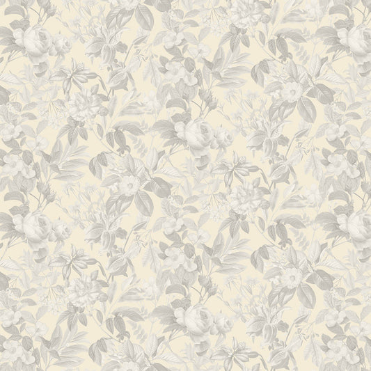 Secret Escape Flowers Cream Tone Tone Elizabeth's Studio Cotton Fabric