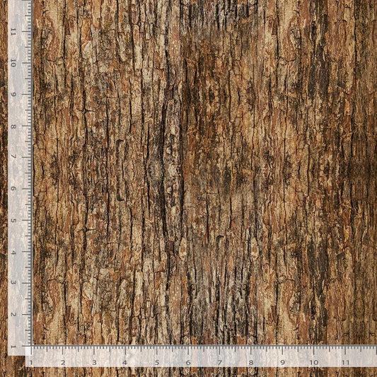 Secret Hollow Wood Tree Bark Brown Dona Gelsinger Timeless Treasures Cotton Fabric TT-NATURE-CD3832-BROWN