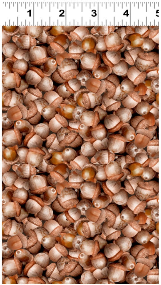 Secret Life of Squirrels IV Acorns Light Brown Nancy Rose Clothworks Cotton Fabric CLT-Y4902-14