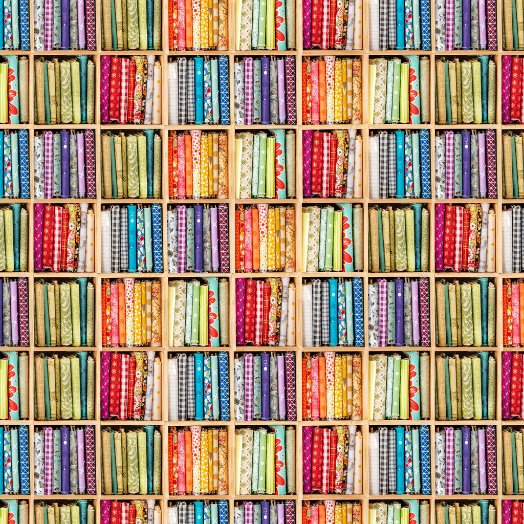 Secret Life of Squirrels IV Book Shelves Multi Nancy Rose Clothworks Cotton Fabric CLT-Y4897-55