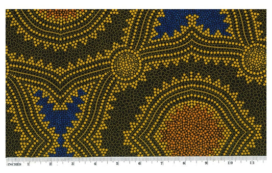 Seeds and Bush Spinifex Gold Geraldine Riley M&S Textiles Australia Cotton Fabric MSTA-SBSG-Gold