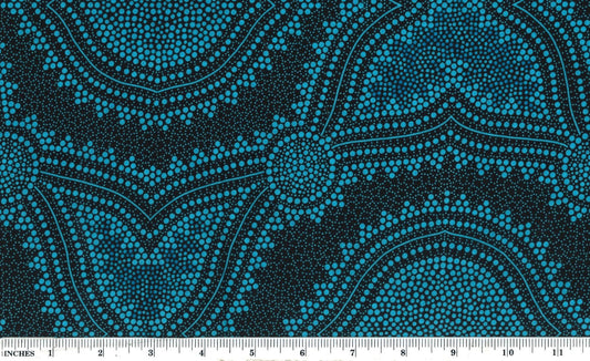 Seeds and Bush Spinifex Sky Blue Geraldine Riley M&S Textiles Australia Cotton Fabric MSTA-SBSS-SKY