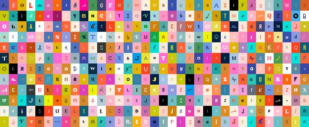 Selvedge Magic Letters Text and Words Multi Ruby Star Society Moda Cotton Fabric MD-RS5180-11