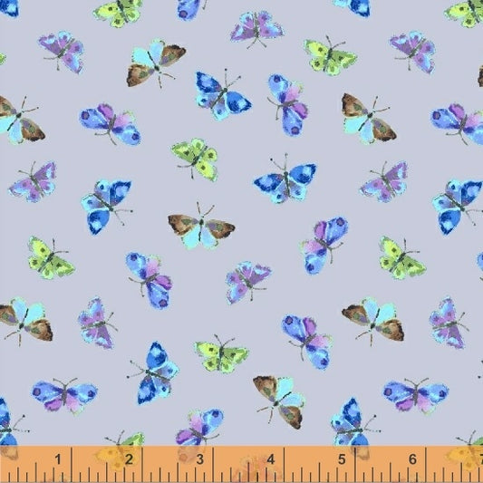 Serendipity Toss Butterflies Gray Whistler Studios Windham Cotton Fabric