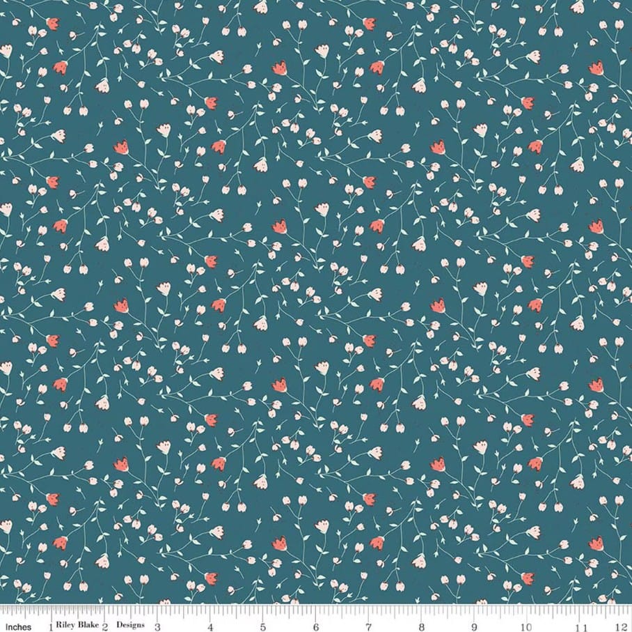 Serendipity 2 Floral Raindrop Blue Minki Kim Riley Blake Designs Cotton Fabric RB-C17306-RAINDROP | US Fabric Shop